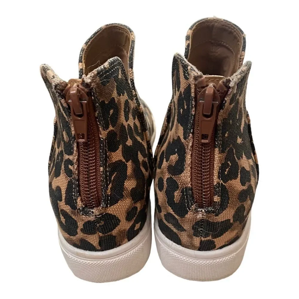 STEVE MADDEN Claud Women's Leopard Wedge Slip-on Sneakers 6.5